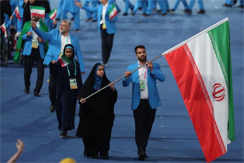 Team Iran Marches During the Opening Ceremony of the Hangzhou APG